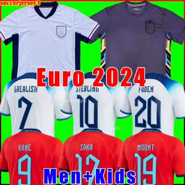 Kane Sterling Soccer Jerseys 2022 2024 2025 Rashford Englands Sancho Grealish Mount Bellingham 22 24 25 Maillot de football national Hommes Kit Enfants Ensembles Uniformes Euro 48