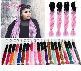 Kanekalon Jumbo Braiding Hair Synthetic Two Tone Hair Color Black Brown Jumbo Bulks Extensión Cheveux de 24 pulgadas Ombre Expressi6468896