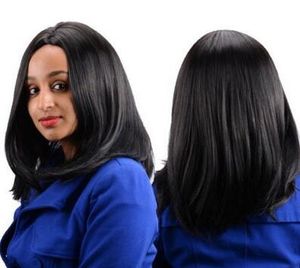 Perruques de cheveux synthétiques ondulées noires longues pour femmes de mode