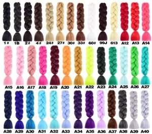 Kanekalon trenzas sintéticas de cabello trenzas de crochet de 24 pulgadas de ombre de 24 pulgadas 100g extensiones de cabello sintético stock4163845