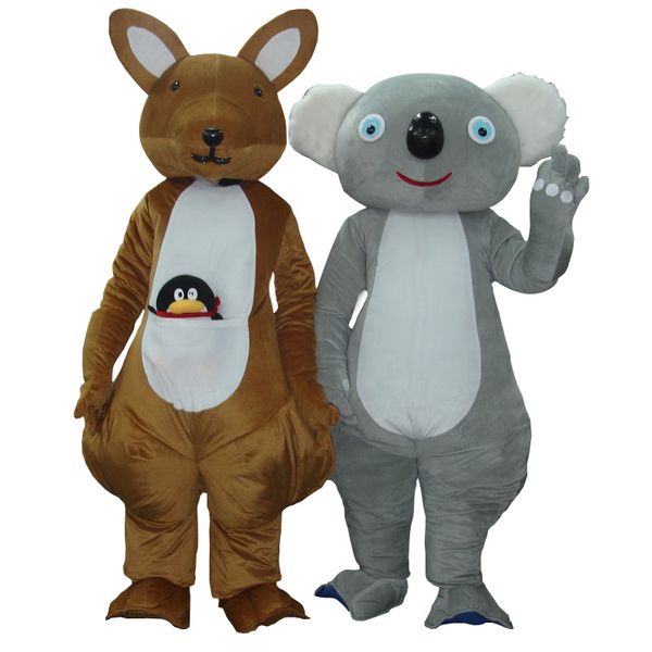 Costume de mascotte kangourou et koala Costume de personnage de dessin animé Costume de publicité Costume de fête carnaval animal