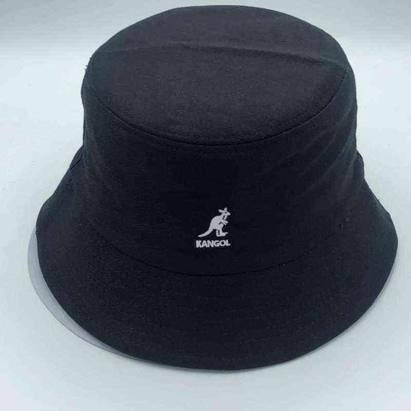 Kangourou Chapeau de pêcheur à dessus plat Visière Bassin Chapeau Mode Coton Sauvage Tissu Seau Chapeau Super Feu Hommes et Femmes Flat-top ClothHat Y220301