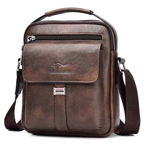 Marca de lujo Kangaroo, bolso de hombro para hombre, bolso de mensajero Vintage, bolso de cuero para hombre, bolsos cruzados de cuero dividido para hombre 240118