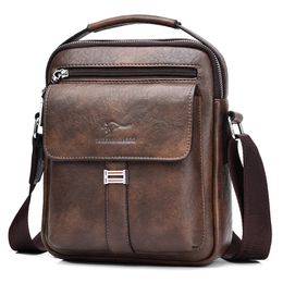 Kangaroo Luxury merk Mens Schoudertas Vintage Messenger Leather Men Handtas Split Crossbody Bags voor 240508