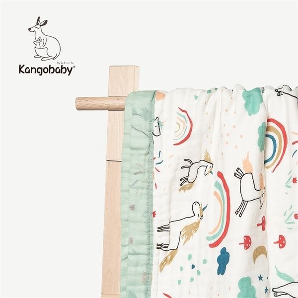 Kangbaby bébé emmailloter gaze pur coton 6 couches armure toile enveloppement draps nouveau-né serviette de bain câlin couverture 210309