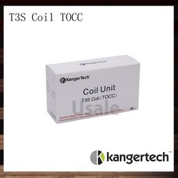 Unidad de bobina Kanger TOCC T3S Bobina de estator Kangertech T3S CC Bobinas de repuesto de cartomizador transparente Cabezal 1.5 1.8 2.2 2.5 ohmios Bobinas para atomizador T3S 100% auténtico