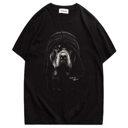 Kangli Kornit Direct Spray T-shirt à manches courtes pour hommes et femmes, tendance, imprimé tête de chien, ample, tenue de Couple pour jeunes
