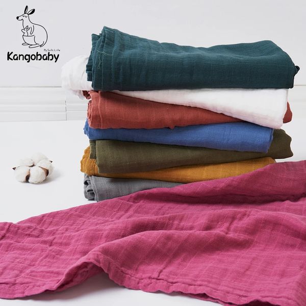 Kangobaby Old Time Couverture d'emmaillotage multifonctionnelle en mousseline de couleur unie 240313