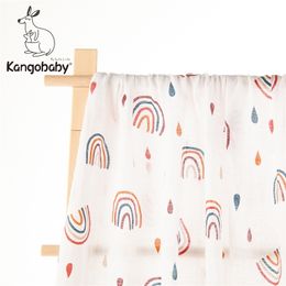 Kangobaby #Rainbow Island# Cute Fashion 100% coton bébé mousseline Swaddle Blanket 210309