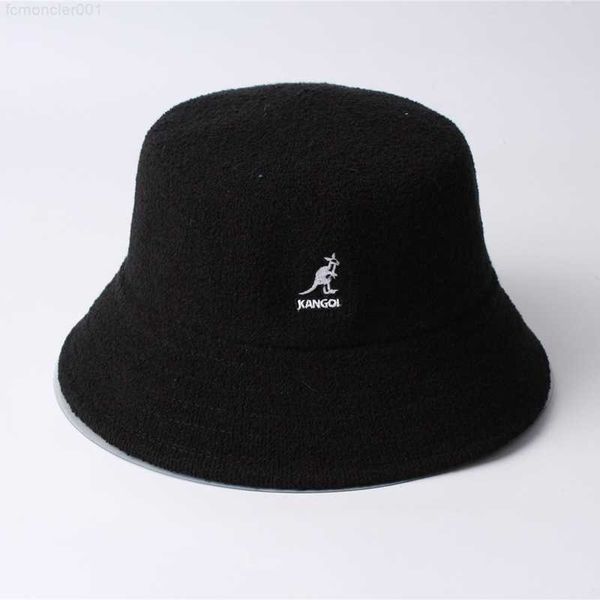 Kangol Seau Chapeau Femmes Grands Seaux Pêcheur Coréen Hommes Mode Collection Décontractée Plat Dôme Bonnet Chapeaux De Soleil Différentes Tailles Noir Été 86N3