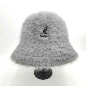 Kangol womenbucket habbit fur bassin chapeau dames chaleur individualité tendance kangourou broderie chaude pêcheur chapeau