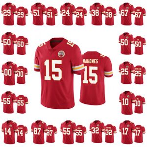 Kansas''city''chiefs''men # 15 Patrick Mahomes 25 Clyde Edwards-helaire 10 Tyreek Hill Maillot de football personnalisé pour femmes et jeunes