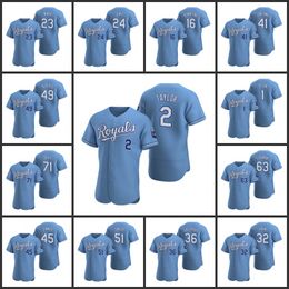 Kansas City''Royals''Hommes Femmes Jeunes Andrew Benintendi Mike Minor Kyle Zimmer Michael A. Taylor Maillot alternatif authentique bleu clair personnalisé