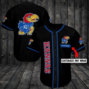 Kansas Personnalisez votre nom Baseball Jersey Shirt 3D Imprimé Hommes Casual s hip hop Tops 220712