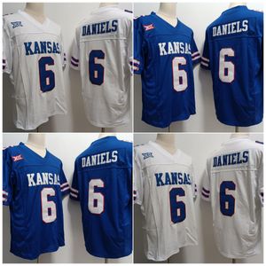 Kansas Jayhawks College Football Jersey 6 Jalon Daniels bleu blanc maillots pour hommes taille S-3XL