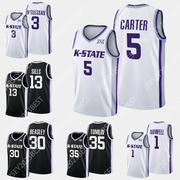 Kansas K-State NCAA Basketball Jersey Carter Mike McGuirl Ezeagu Linguard Markquis Nowell Nijel Pack Mark Smith Ismael Massoud Selton Miguel Luke Kasubke