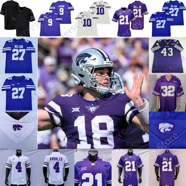 Kansas State Wildcats KSU Camiseta de fútbol NCAA College Will Howard DJ Giddens RJ García II Phillip Brooks Treshaun Ward Austin Moore Jackson Johnson Parrish Matlack