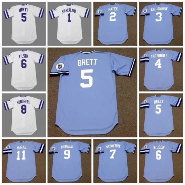 Kansas City Vintage Baseball Jersey1 BUDDY BIANCALANA 1985 PATEK 1978 KILLEBREW TARTABULL BRETT WILSON MAYBERRY SUNDBERG HURDLE QUIRK PINIELLA McRAE