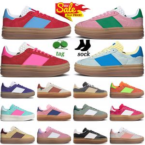 Adidas Gazelle Bold designer woman casual shoes Thick Soled Pink Glow Gum Velvet Womens Trainers og Vegan Cream Collegiate Green【code ：L】Dhgate Sports Sneakers