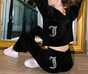 Juicy Tracksuit Womens Coture Womens Crystal Pant deux pièces Jacket Pant lâches Jogger de jogging décontracté shorts