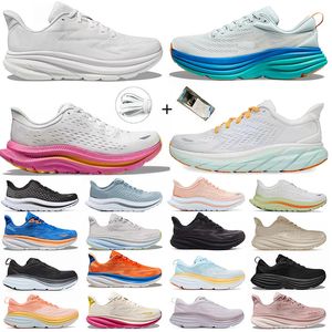 HOKA Bondi 8 Running Outdoor Shoes Hokas ONE ONE Black White Sports Carbon x2 Clifton 8 Lightweight Shock Absorption Amber Sneakers Mens Womens Trainers Runner