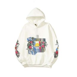 Kanyes Sweat à capuche Designer Fashion Man Sweatshirts Unisexe RH Motif de fleurs Kirin Bras imprimé Épaule tombante Sweat à capuche ample Manteau avec étiquette et logo