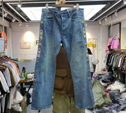 Kapital Jeans Men Mujeres Pantalones Kapital Vintage Niberadores de gema con incrustaciones Anglipas dentro de la ropa T2208034399768