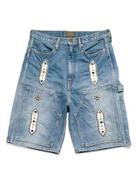 Kapital Non Hirata Hohiro katoen kralen denim heren shorts losse ontspannen korte broek vrouwen casual Jean 240220
