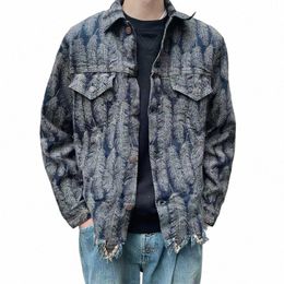 Kapital Vintage N Hirata Hiroshi Cott pluma borla jacquard solapa chaqueta de mezclilla de los hombres Japón casarse abrigo d2BN #
