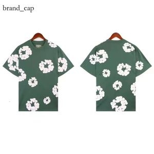 Kapok Brand Designer Tears Shirt Mens Tees T-shirts Denim Shorts Denim Tap T-shirt Harajuku Hip Hop Oversize Cotton Tshirt Short à manches Summer Beach 2073