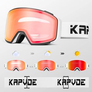 Kapvoe-professionnel hiver couleur pochromique lunettes de Ski hommes motoneige Anti-buée Snowboard lunettes femmes équipement de Ski UV400 240223
