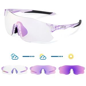 Kapvoe Purple Pochromic Running Sunglasses Sunglasses Outdoor Sports Bike Marathon Lunets Cycling Mountain Bicycle Goggles Eyewear 240314