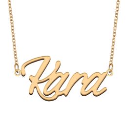 Kara nom colliers pendentif personnalisé personnalisé pour femmes filles enfants meilleurs amis mères cadeaux 18 carats plaqué or acier inoxydable