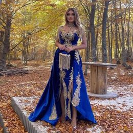 Karakou Algerien Arabische avondjurken Dubai Veet High Split Caftan Prom -jurken Kaftan Mermaid Borduurwerkjurk 0431