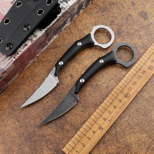 Karambit D2 couteau à griffes à lame fixe G10 poignée extérieur multifonctionnel camping chasse auto-défense tactique survie EDC outil