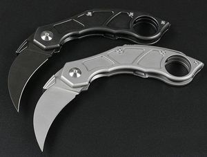 Cuchillo de garra de hoja plegable Karambit de alta gama M390, hoja de molienda manual TC4, mango de aleación de titanio, cuchillos de bolsillo EDC, cuchillo de regalo