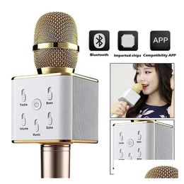 Karaok Player Q7 Microphone de poche Bluetooth KTV sans fil avec haut-parleur Mic Microfono Haut-parleur Portable Karaoke Drop Delivery El Dhxpf