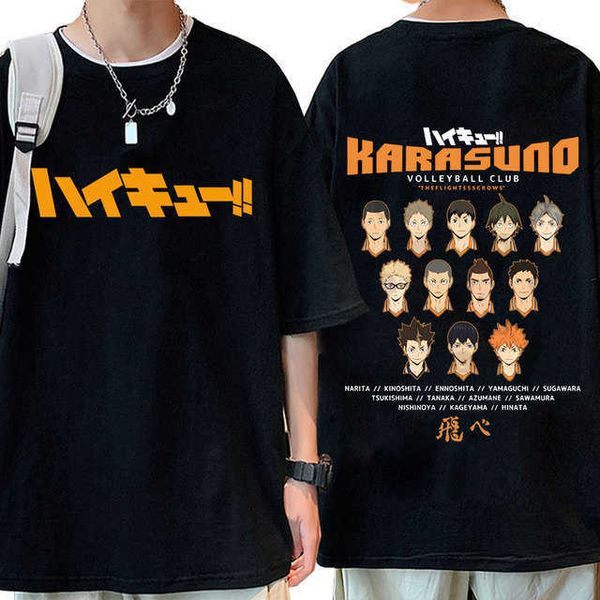 Karasuno-camisetas con estampado de Anime Haikyuu para Club de voleibol, camiseta informal de manga corta de algodón puro para hombre, ropa de calle Haruku de gran tamaño 933