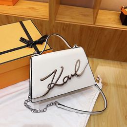 Bolso de diseñador Karl, bolso cuadrado de un solo hombro para mujer, bolso cruzado con cadena y letras, bolso grande para mujer