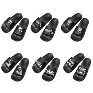 Luxe Designer Sandaal karl lagerfield vrouw heren Slide Fashion tazz Slipper rubberen zool zomer strandschoenen Platte loafers man Casual Flip Flop sandaal zwembad Sliders