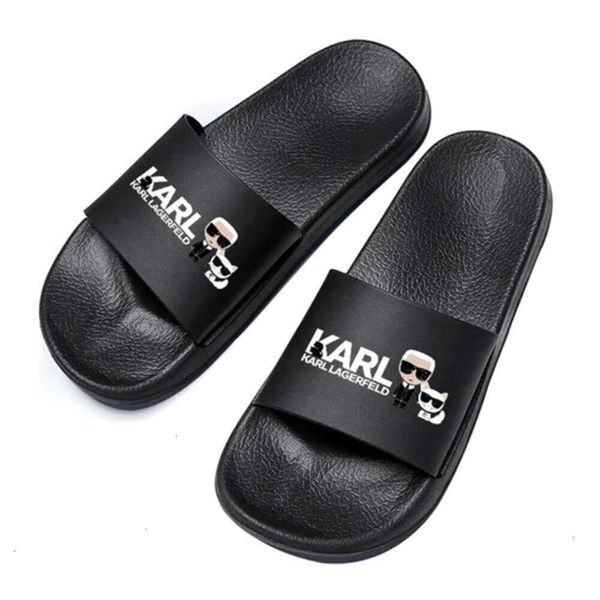 Karl Lagerfield Femme Summer Extérieur Travel Slippers Slize de luxe Designer Shoe Men Flat Talon Rubber Sliders Fashion Bel