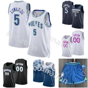 Karl Towns Jersey Navy Blanco Blanco Jaden McDaniels Anthony Edwards Rudy Gobert Naz Reid Wendell Moore Jr. Kyle Anderson Mike Conley McLaughlin Luka Garza Jerseys