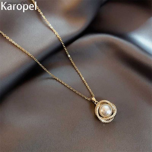 Karopel Design Sense Whirlpool Perle Nid D'oiseau Collier Court pour Femme Bijoux Fête Fille De Luxe Clavicule Chaîne Bijoux Cadeau L230704