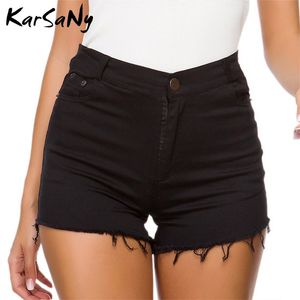 KarSaNy Hot Jean Shorts Femmes Été Noir Sexy Pantalon Court Denim Gland Skinny Taille Haute Short Rose Pour Femmes Taille Haute T200701