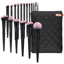 Karsyngirl 18 stuks ultrazacht gelabeld roze rood zwart make-up kwasten set dicht haar roze make-up kwast met foundationborstel