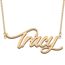 Tracy Naamkettingen Hanger Op maat gepersonaliseerd voor vrouwen meisjes vrienden Moeders Geschenken 18k verguld roestvrij staal