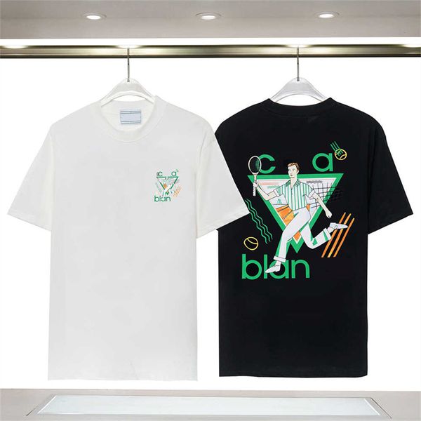 Kasab New Tennis Club Letter tela de algodón Camiseta de manga corta para hombres y mujeres más tamaños-xxxl
