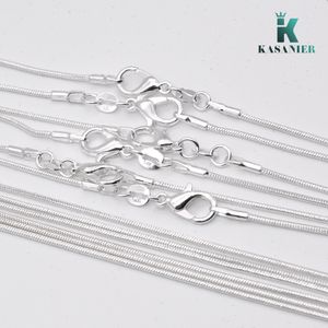 Kasanier 10 stks gratis verzending groothandel mode-sieraden 925 zilveren sieraden ketting 1 mm slang chain ketting + 925 kreeft clasps tag