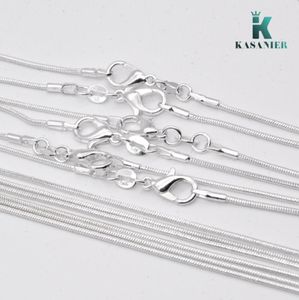 Kasanier 10 pc's gratis verzending groothandel mode sieraden 925 zilveren sieraden ketting 1 mm ketting ketting + 925 kreeften klimp 5587498