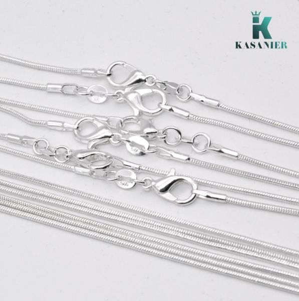 Kasanier 10 PCS Livraison gratuite Bijoux de mode en gros 925 Collier de chaîne en argent 1 mm Collier de chaîne + 925 Classe de homard 5587498